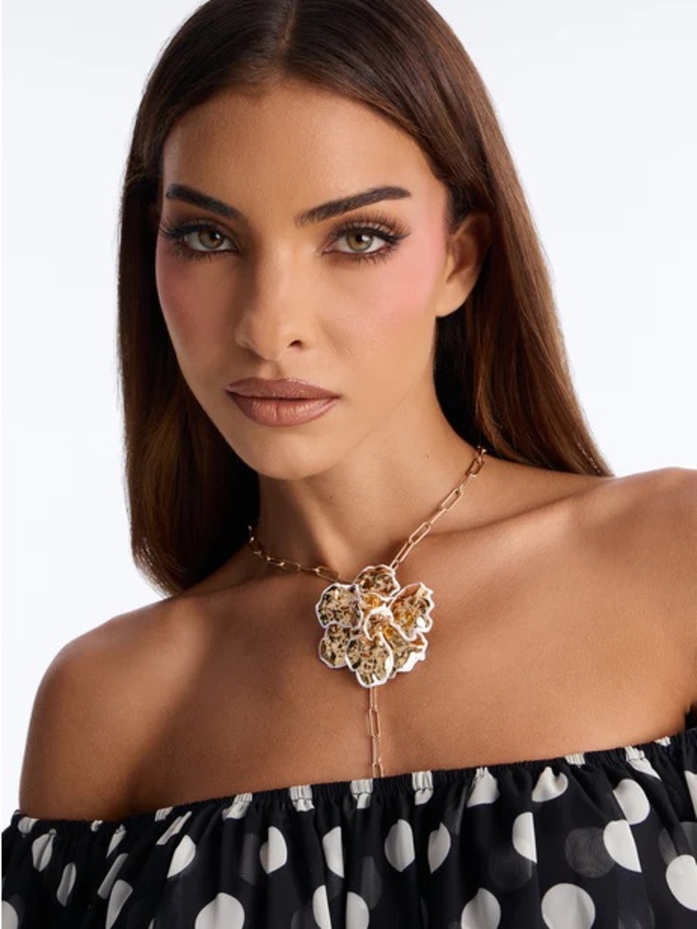 Gold Floral Statement Lariat Necklace NEW 🏷️